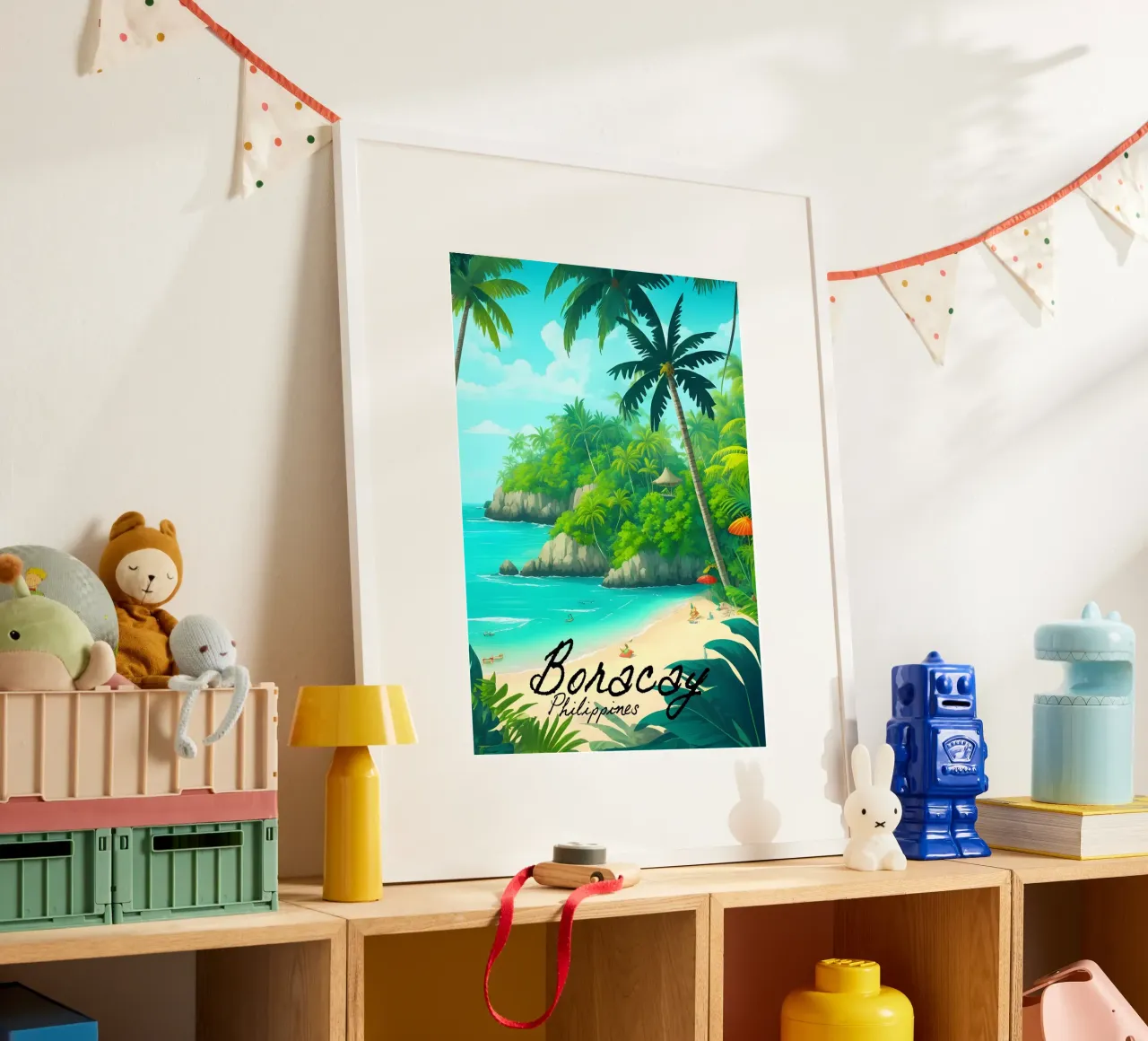Viaggio Boracay Filippine poster con telaio in plastica da Charnwood Prints