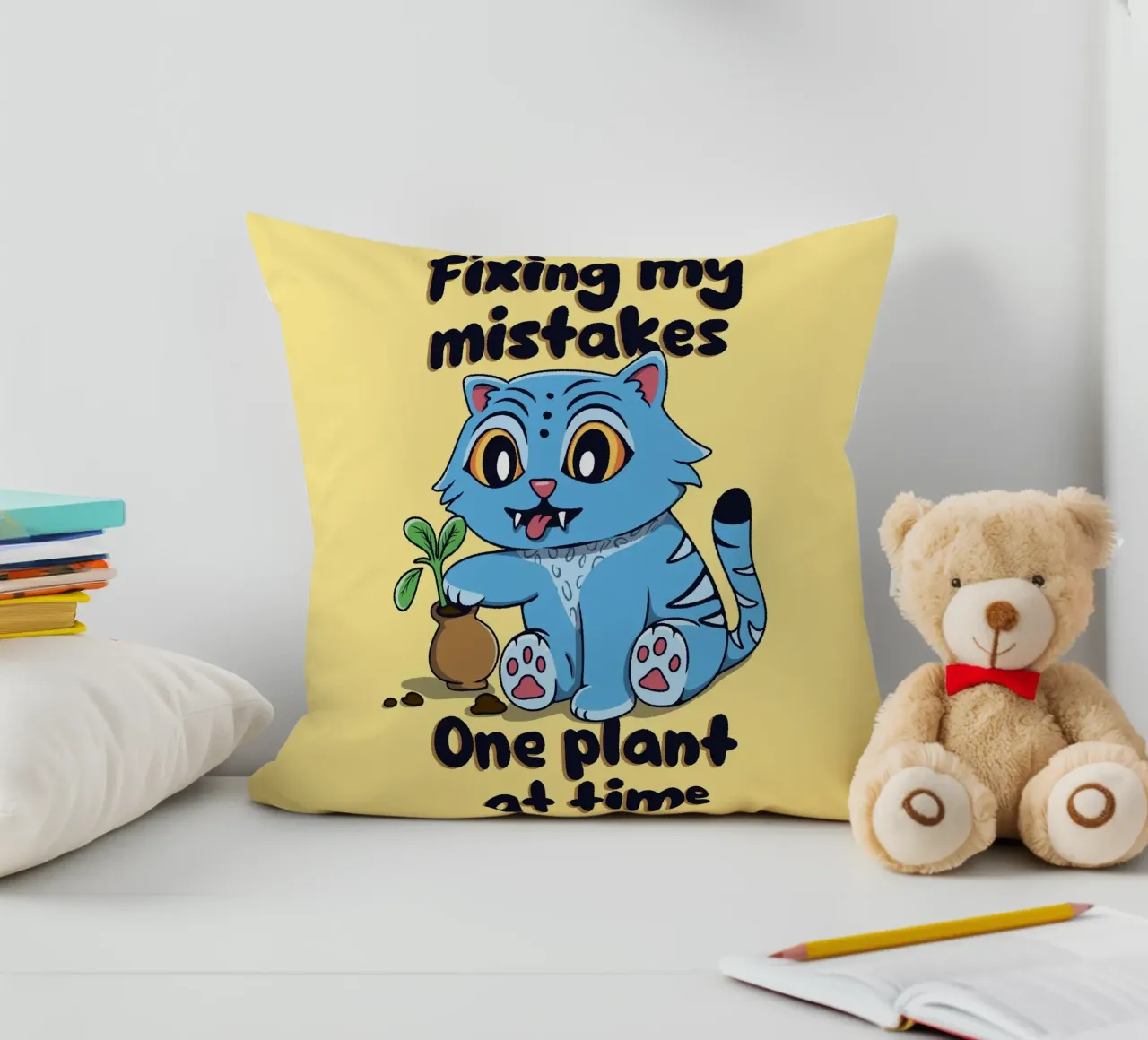 Fixing my mistakes - Derpy Tiger decorative cushion by Loobs
