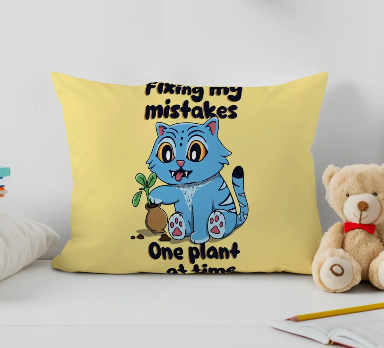 Fixing my mistakes - Derpy Tiger decorative cushion by Loobs
