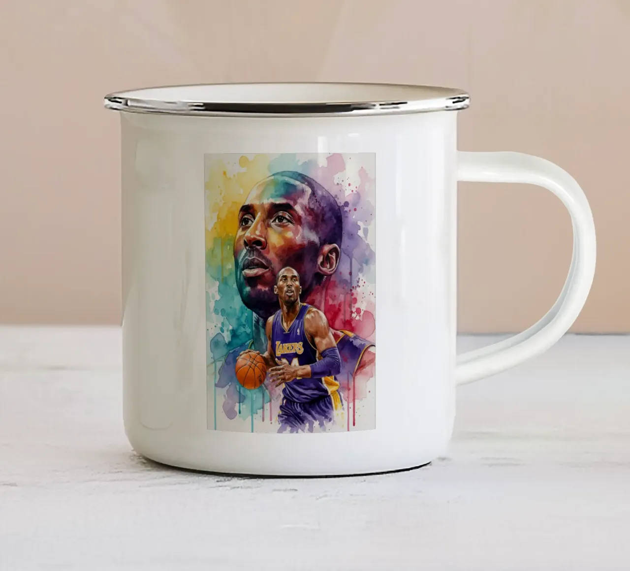 Kobe Bryant arte astratta colorata tazza in smalto da Kalis