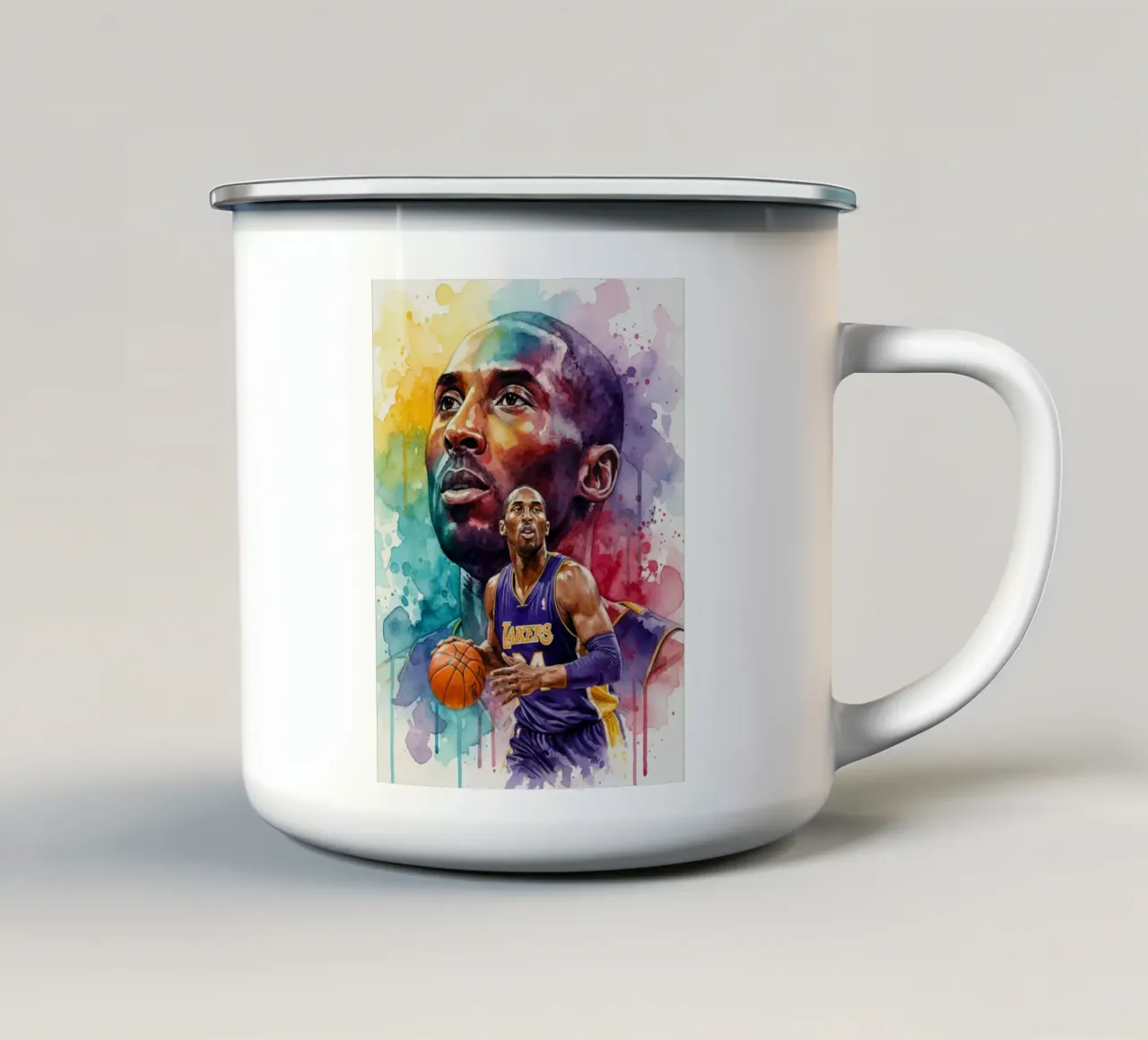 Kobe Bryant arte astratta colorata tazza in smalto da Kalis