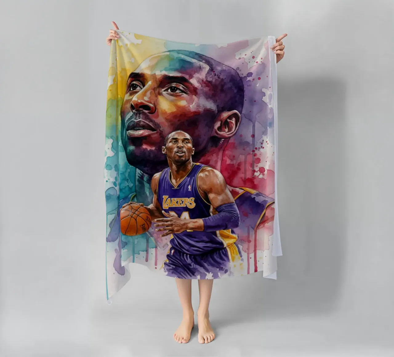 Kobe Bryant arte astratta colorata telo mare da Kalis