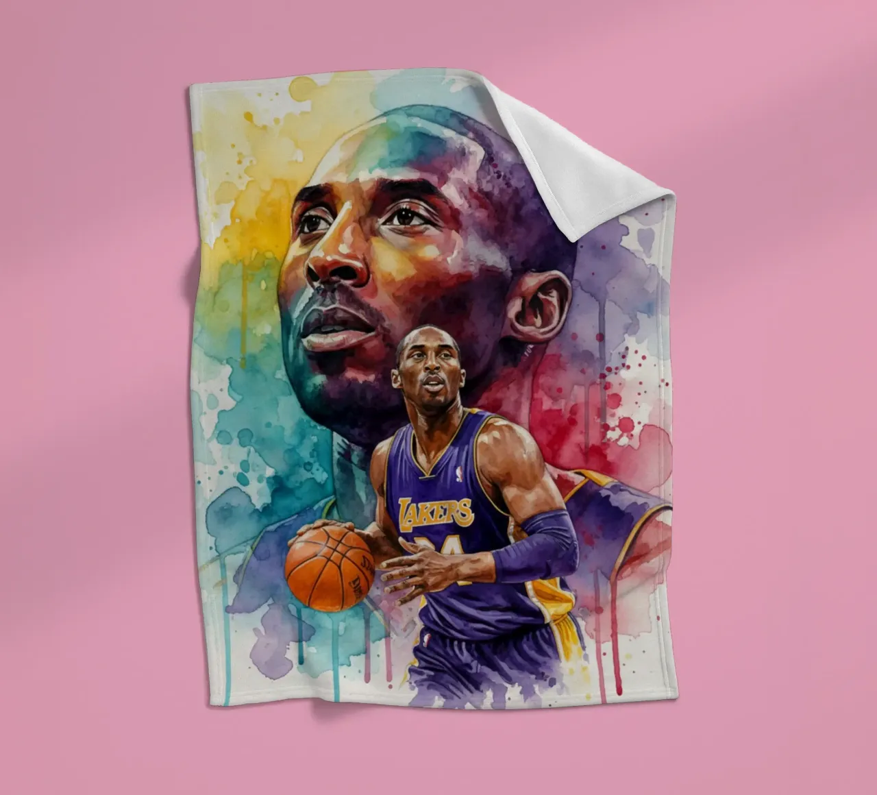 Kobe Bryant abstract colorful art fleece blanket by Kalis
