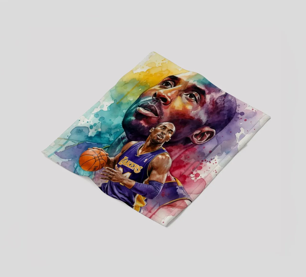 Kobe Bryant abstract colorful art fleece blanket by Kalis