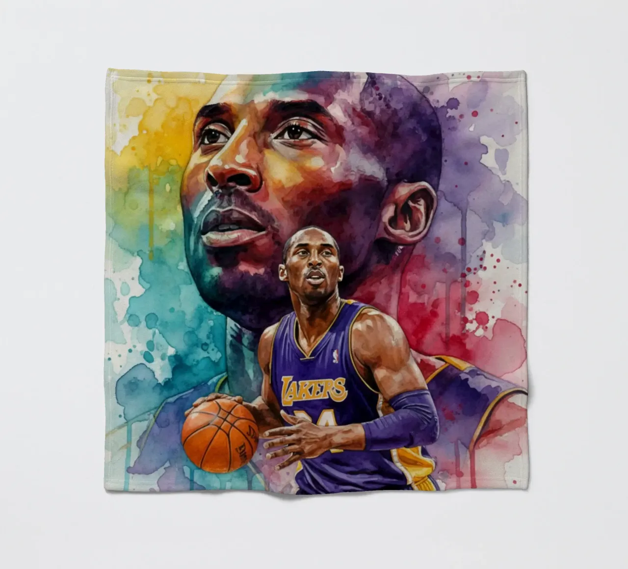 Kobe Bryant abstract colorful art fleece blanket by Kalis