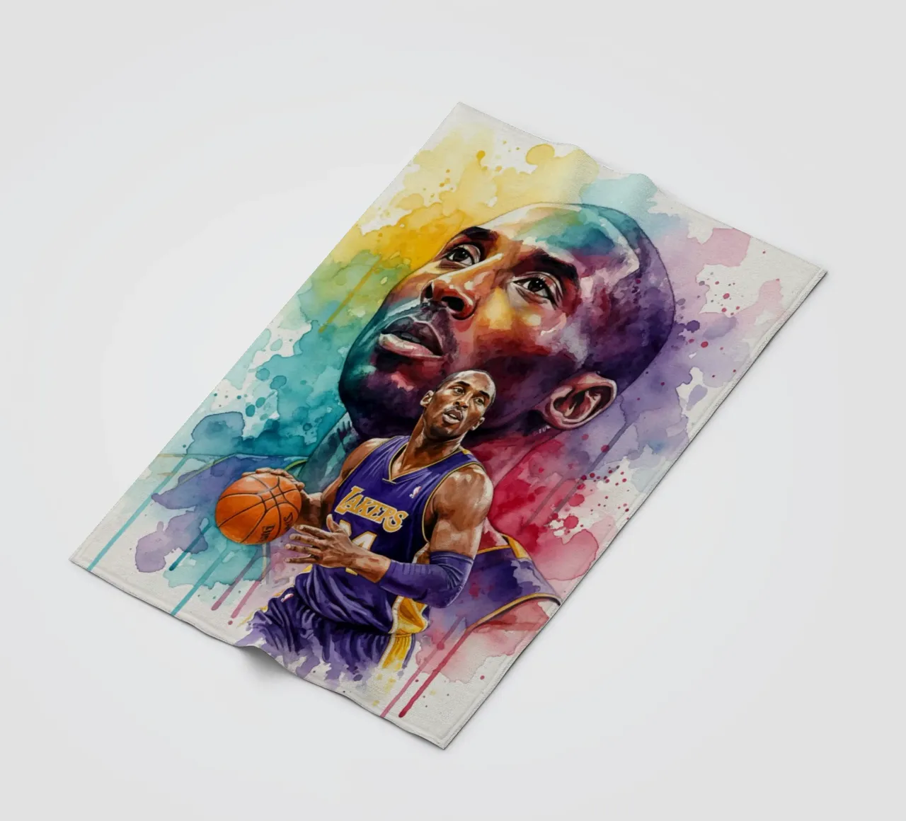 Kobe Bryant abstract colorful art fleece blanket by Kalis