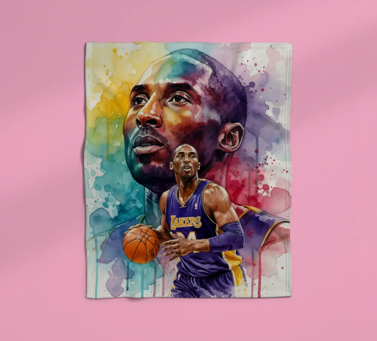 Kobe Bryant abstract colorful art fleece blanket by Kalis