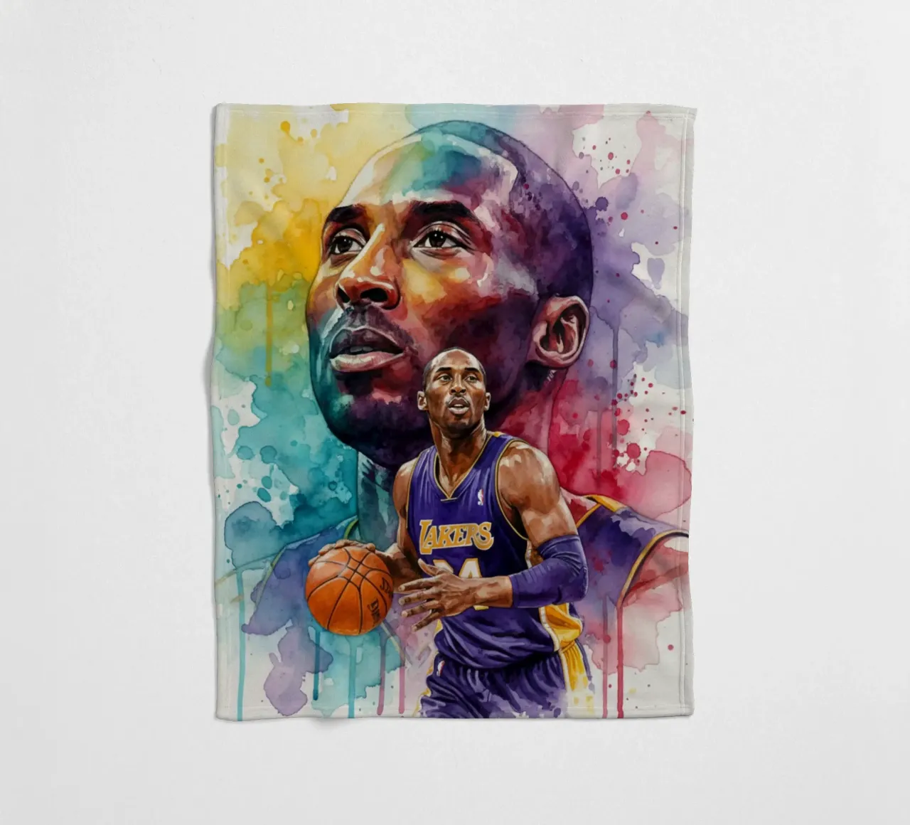 Kobe Bryant abstract colorful art fleece blanket by Kalis