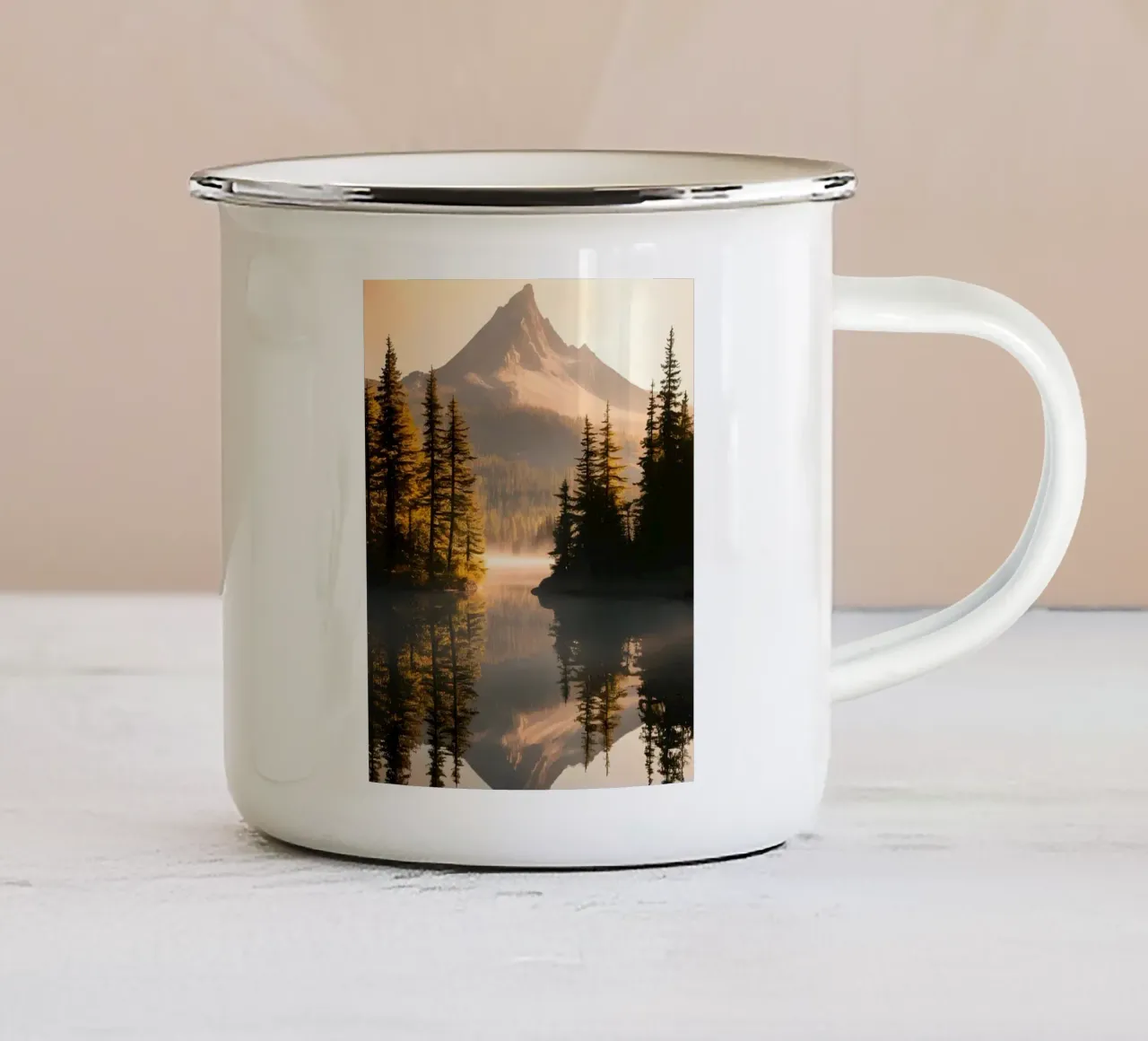 Riflesso di montagna e foresta tazza in smalto da luxi&lace