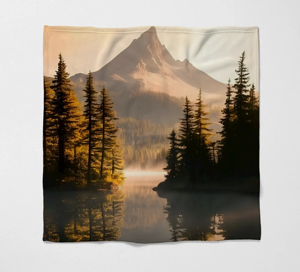 Riflesso di montagna e foresta coperta in pile da luxi&lace