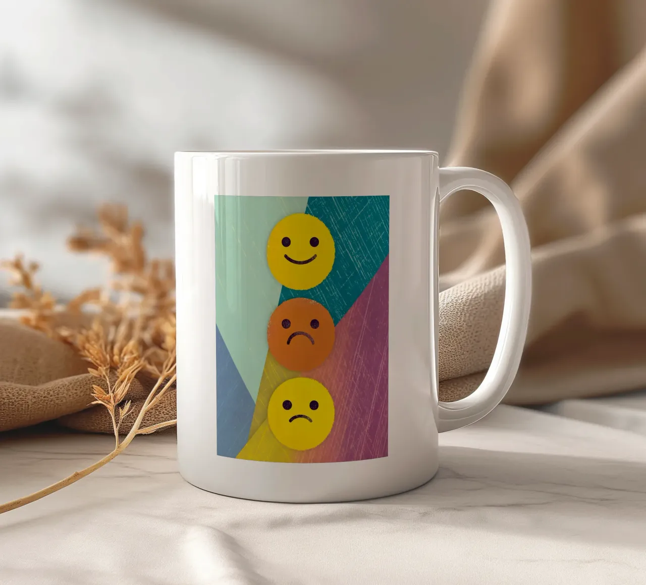 Espressioni di gioia, tristezza e delusione tazza in ceramica da LOYAL SHOP