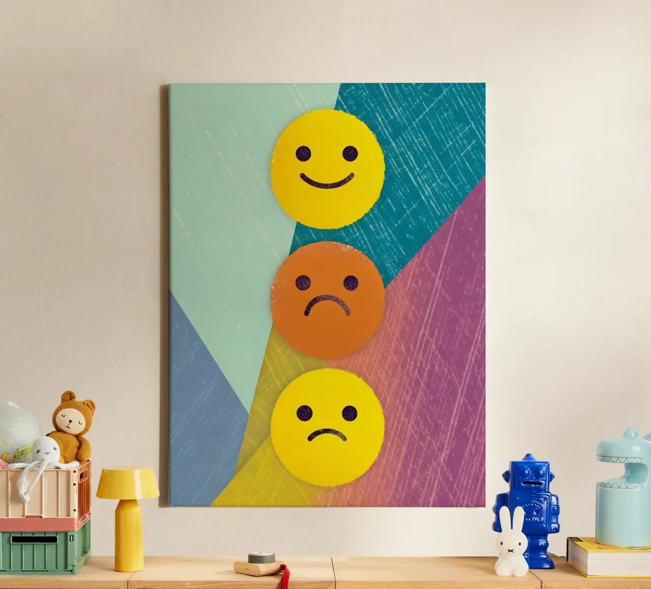 Espressioni di gioia, tristezza e delusione tela da LOYAL SHOP