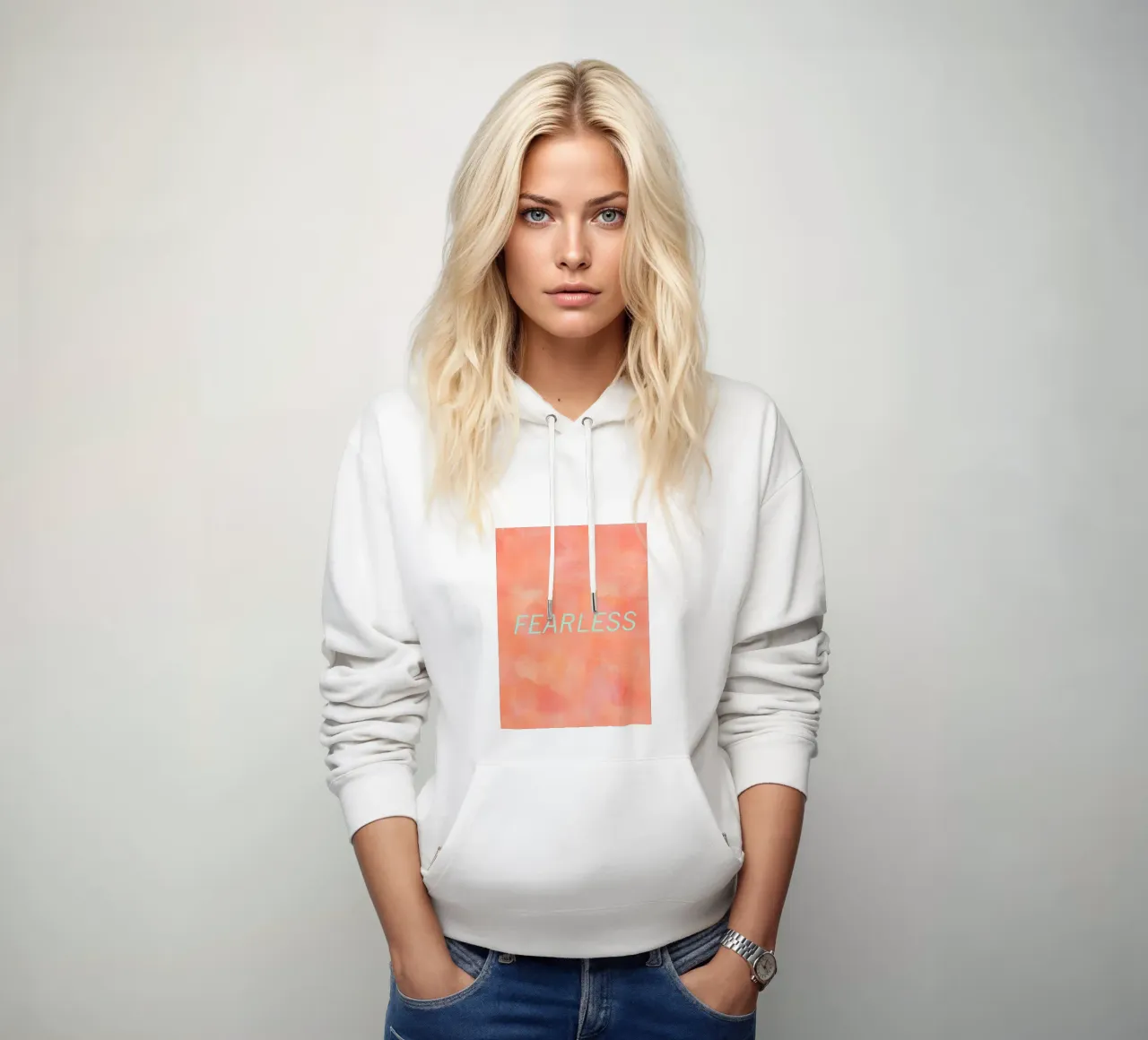 FEARLESS Orange Abstract Print felpa con cappuccio da FABOArt