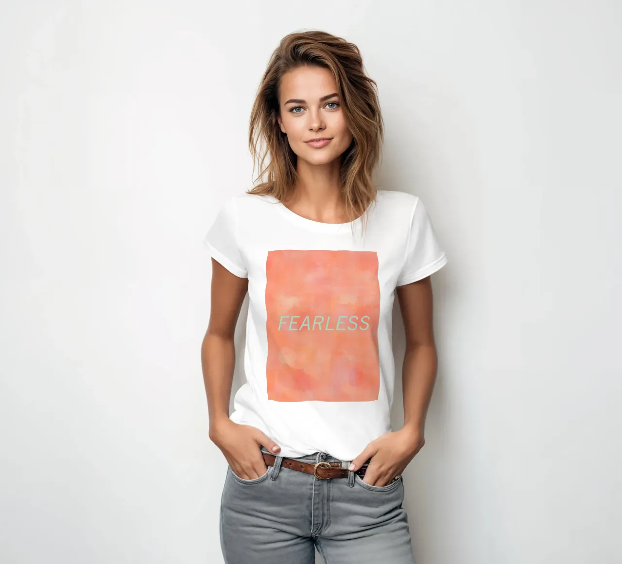 FEARLESS Orange Abstract Print t-shirt da donna da FABOArt