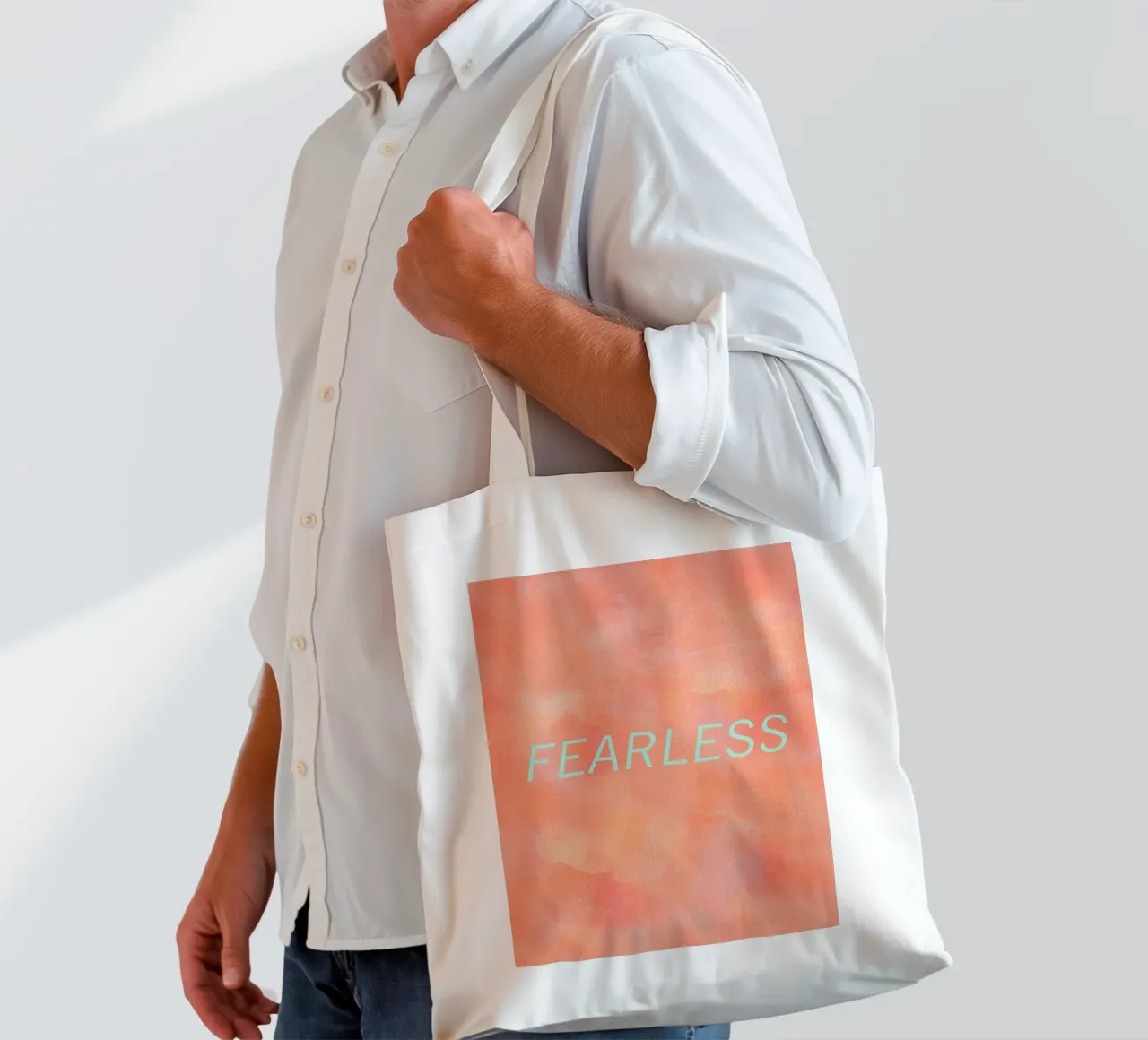 FEARLESS Orange Abstract Print borsa in juta da FABOArt