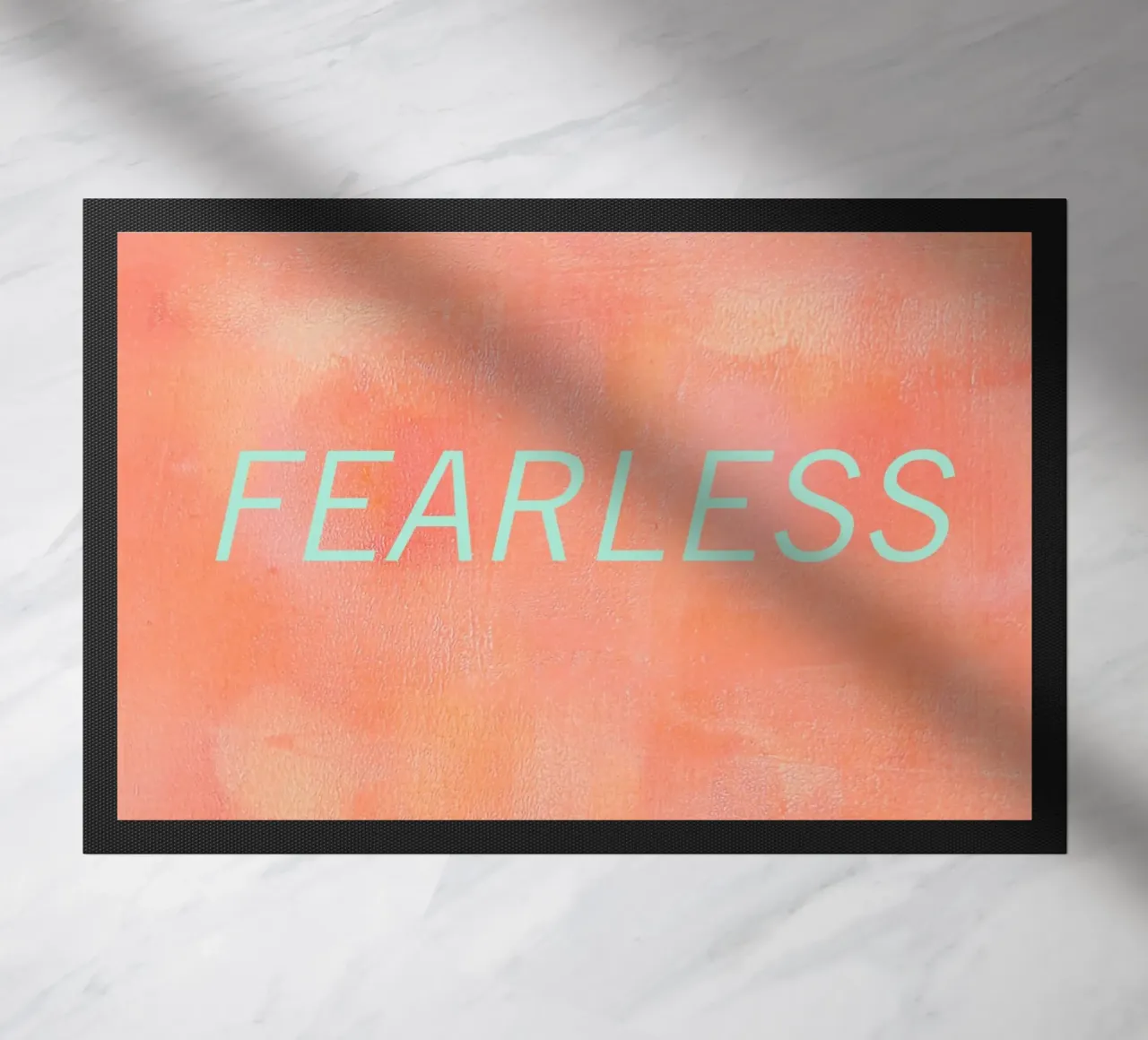 FEARLESS Orange Abstract Print doormat by FABOArt