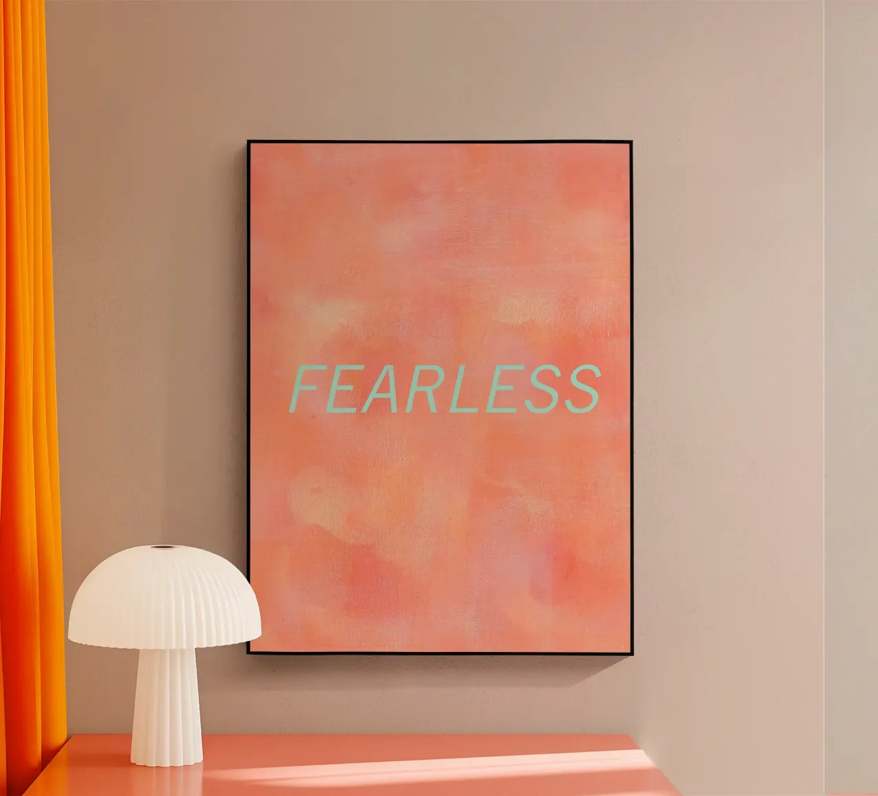 FEARLESS Orange Abstract Print plexiglass da FABOArt