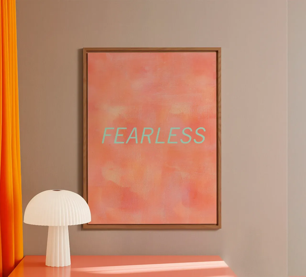 FEARLESS Orange Abstract Print alluminio dibond da FABOArt