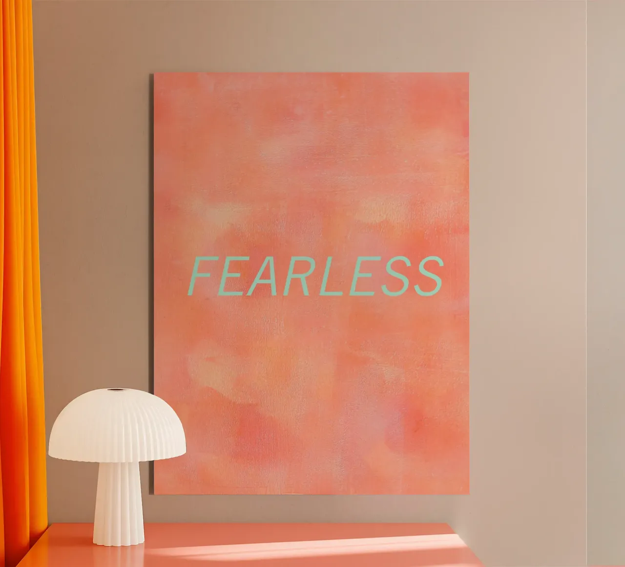 FEARLESS Orange Abstract Print alluminio dibond da FABOArt