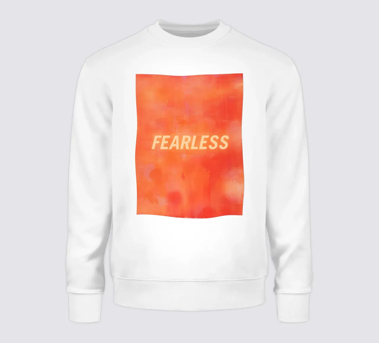 FEARLESS Orange Abstract Print - Orange Text Sweatshirt von FABOArt