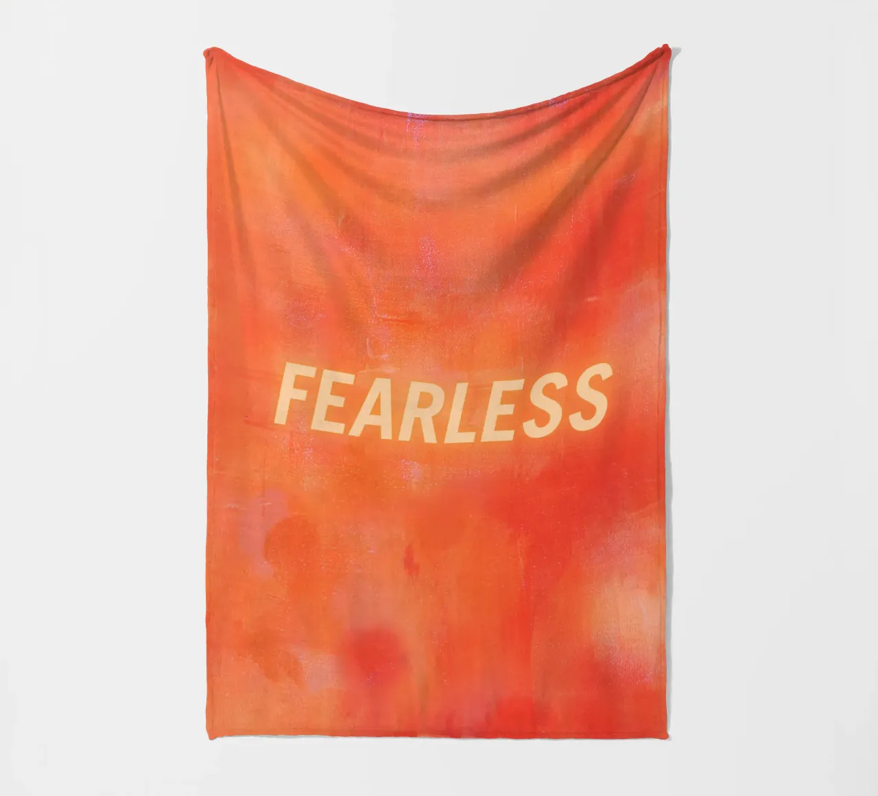 FEARLESS Orange Abstract Print - Orange Text fleece blanket by FABOArt