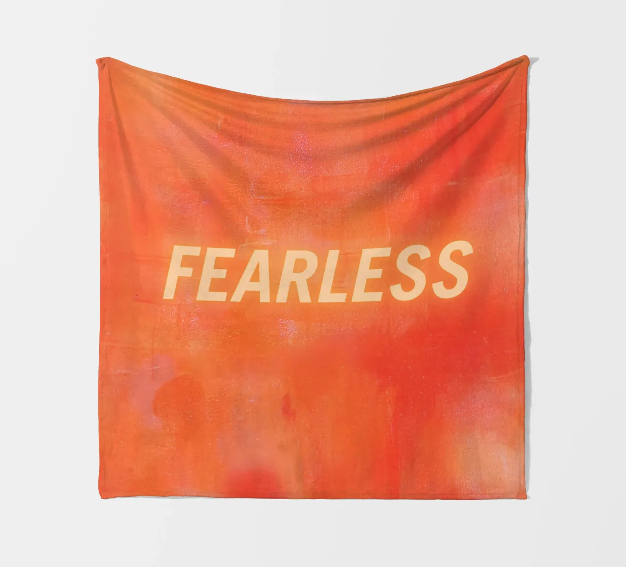 FEARLESS Orange Abstract Print - Orange Text fleece blanket by FABOArt