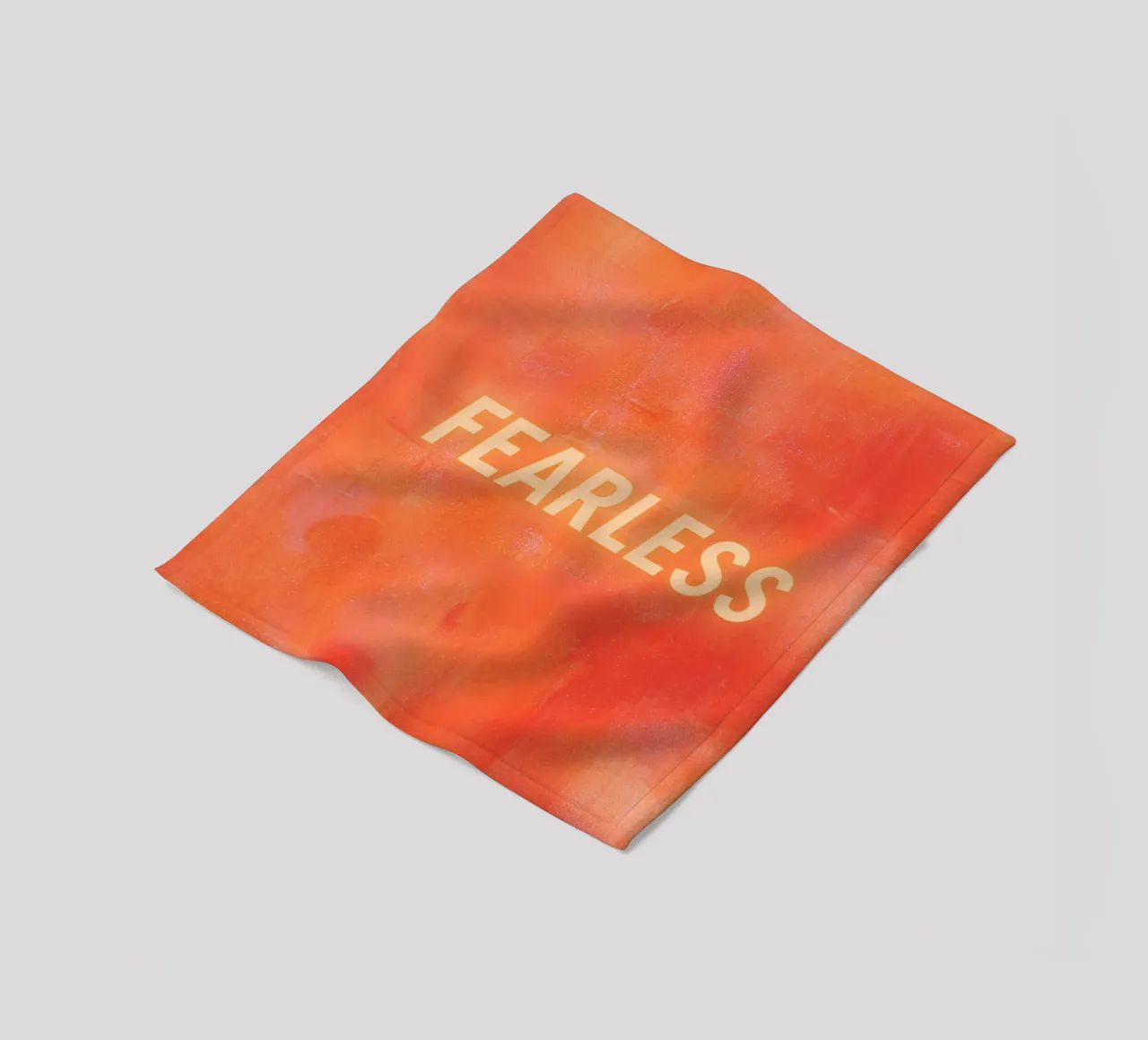 FEARLESS Orange Abstract Print - Orange Text fleece blanket by FABOArt