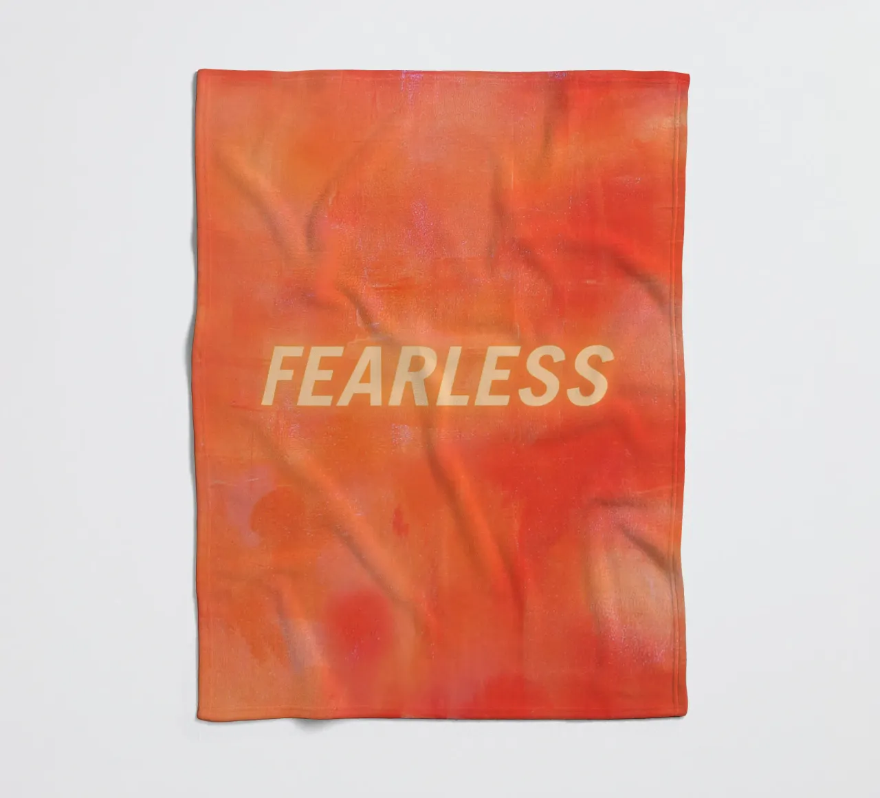 FEARLESS Orange Abstract Print - Orange Text fleece blanket by FABOArt