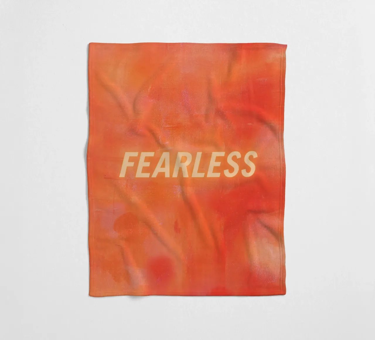 FEARLESS Orange Abstract Print - Orange Text fleece blanket by FABOArt
