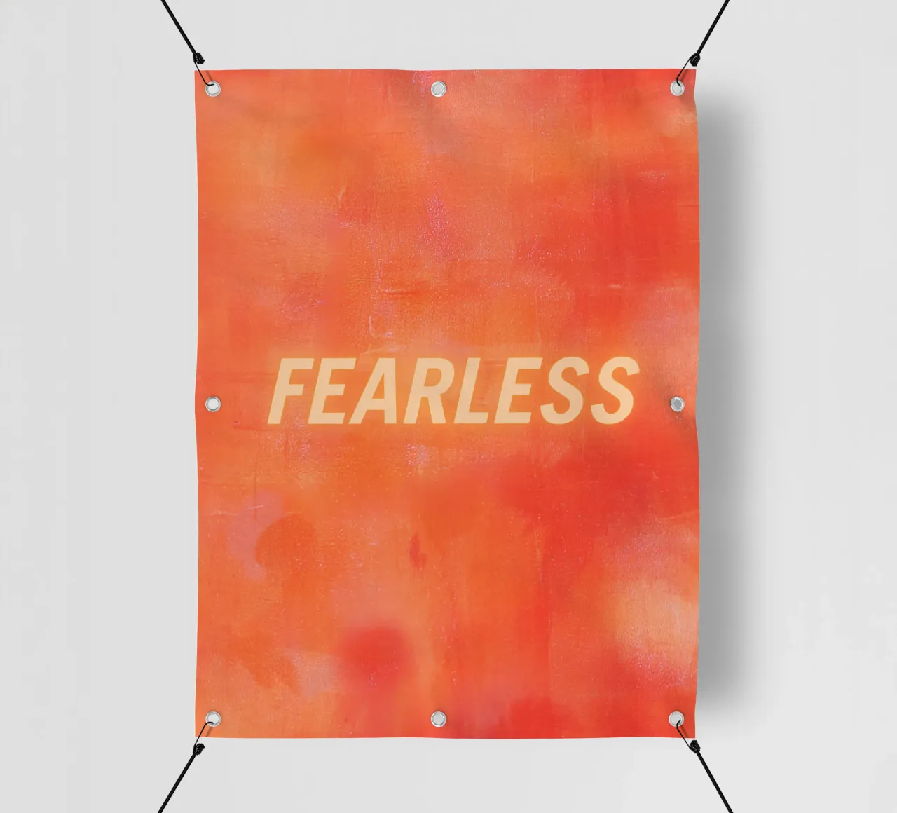 FEARLESS Orange Abstract Print - Orange Text PVC Plane von FABOArt
