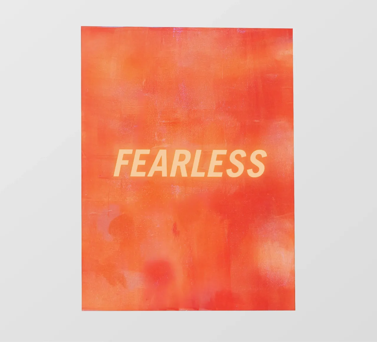 FEARLESS Orange Abstract Print - Orange Text PVC Plane von FABOArt