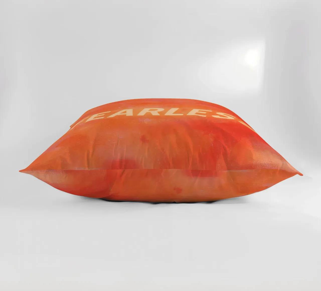 FEARLESS Orange Abstract Print - Orange Text decorative cushion by FABOArt