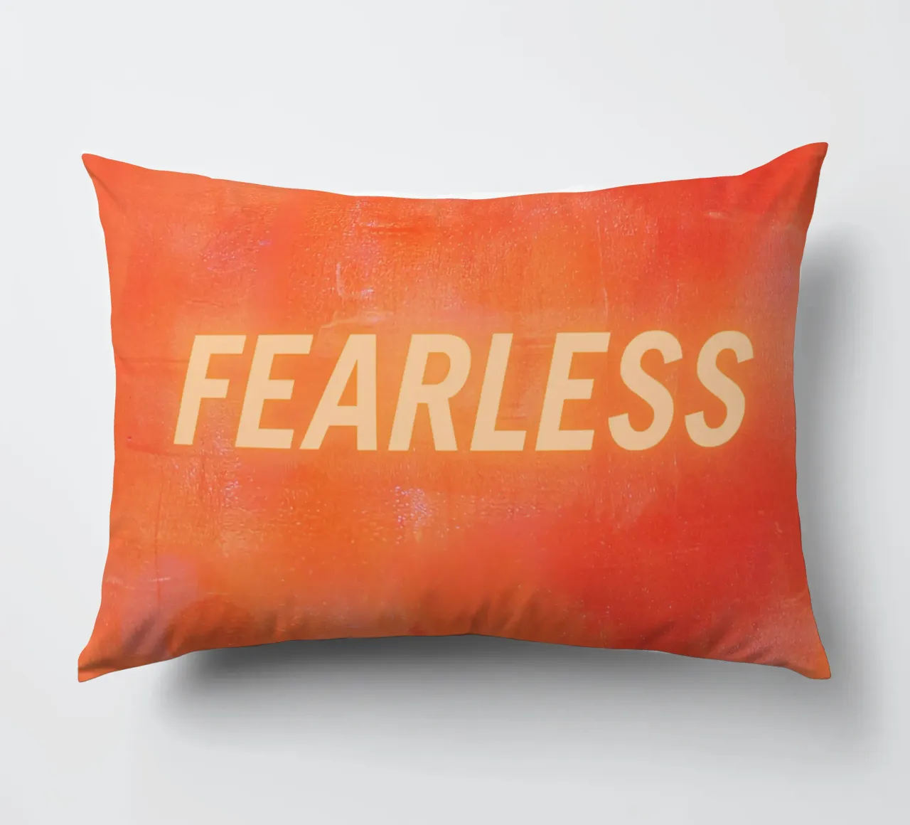 FEARLESS Orange Abstract Print - Orange Text decorative cushion by FABOArt