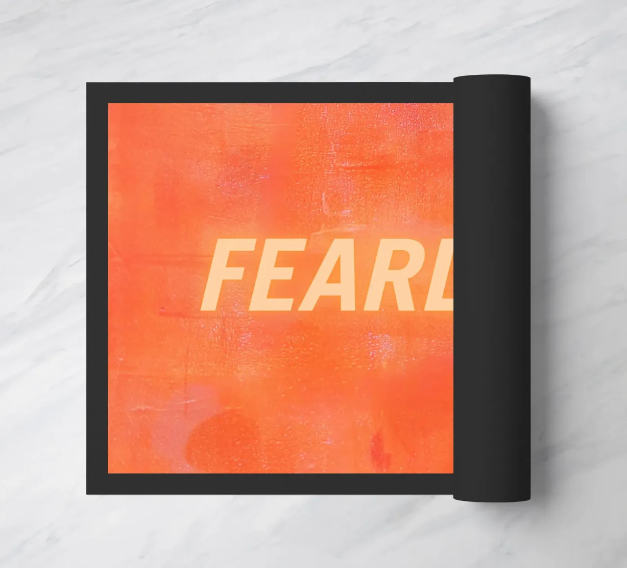 FEARLESS Orange Abstract Print - Orange Text doormat by FABOArt