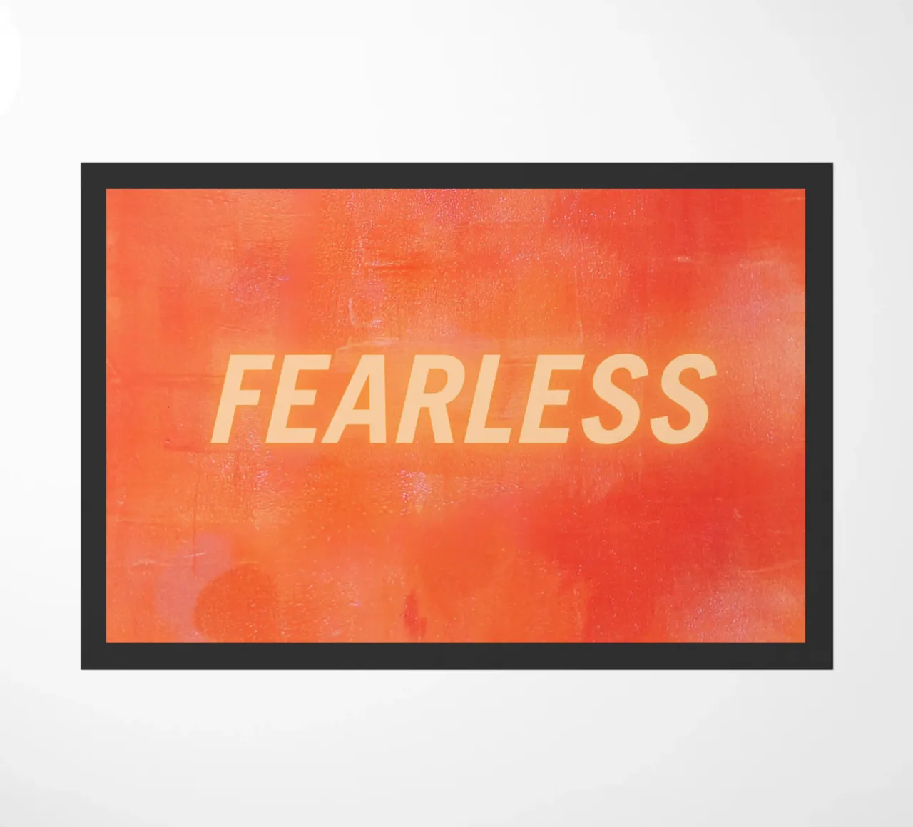 FEARLESS Orange Abstract Print - Orange Text doormat by FABOArt