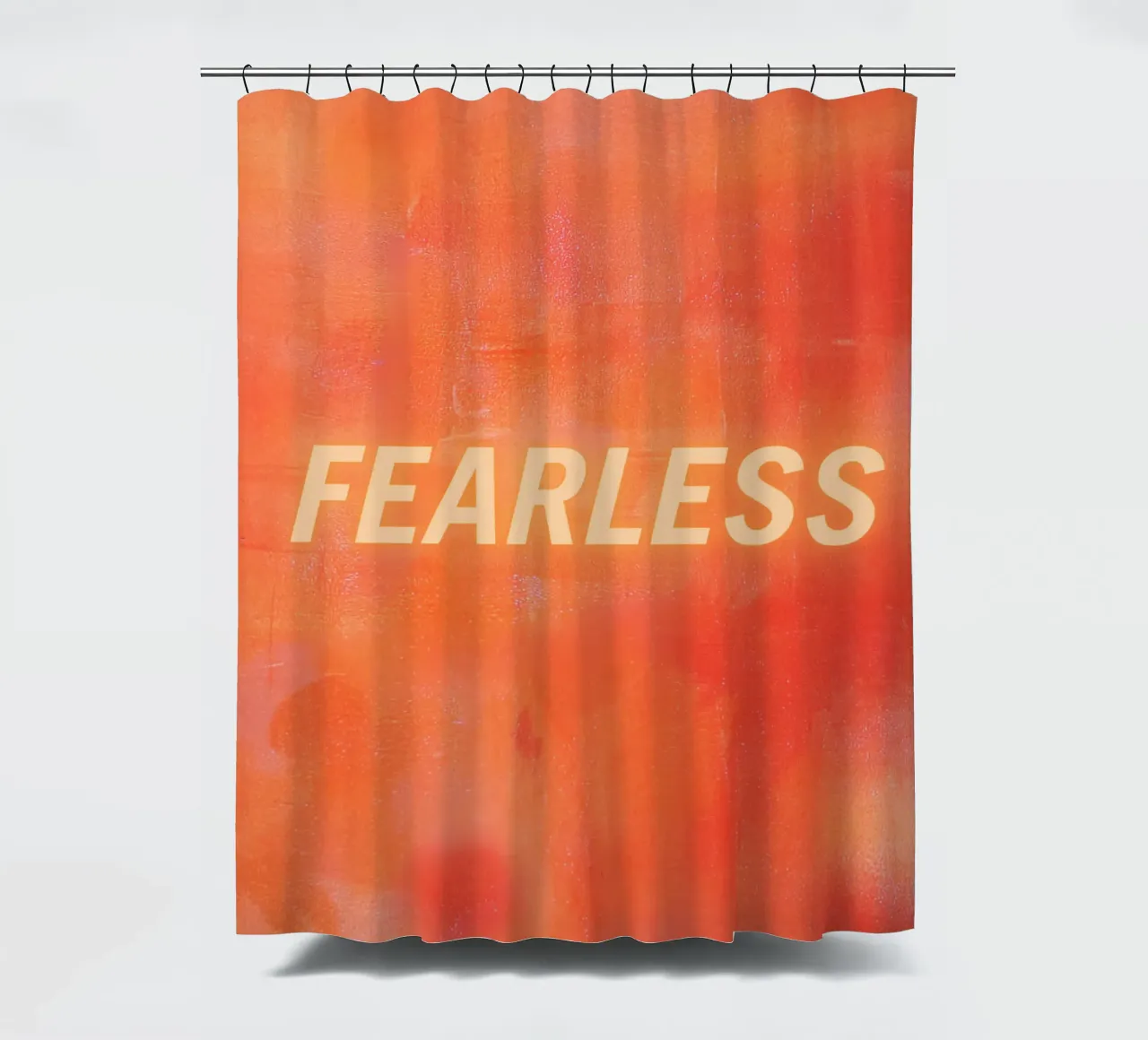 FEARLESS Orange Abstract Print - Orange Text Duschvorhang von FABOArt