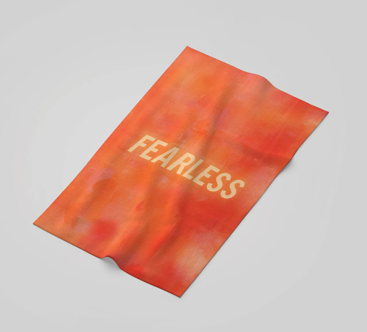 FEARLESS Orange Abstract Print - Orange Text beach towel by FABOArt