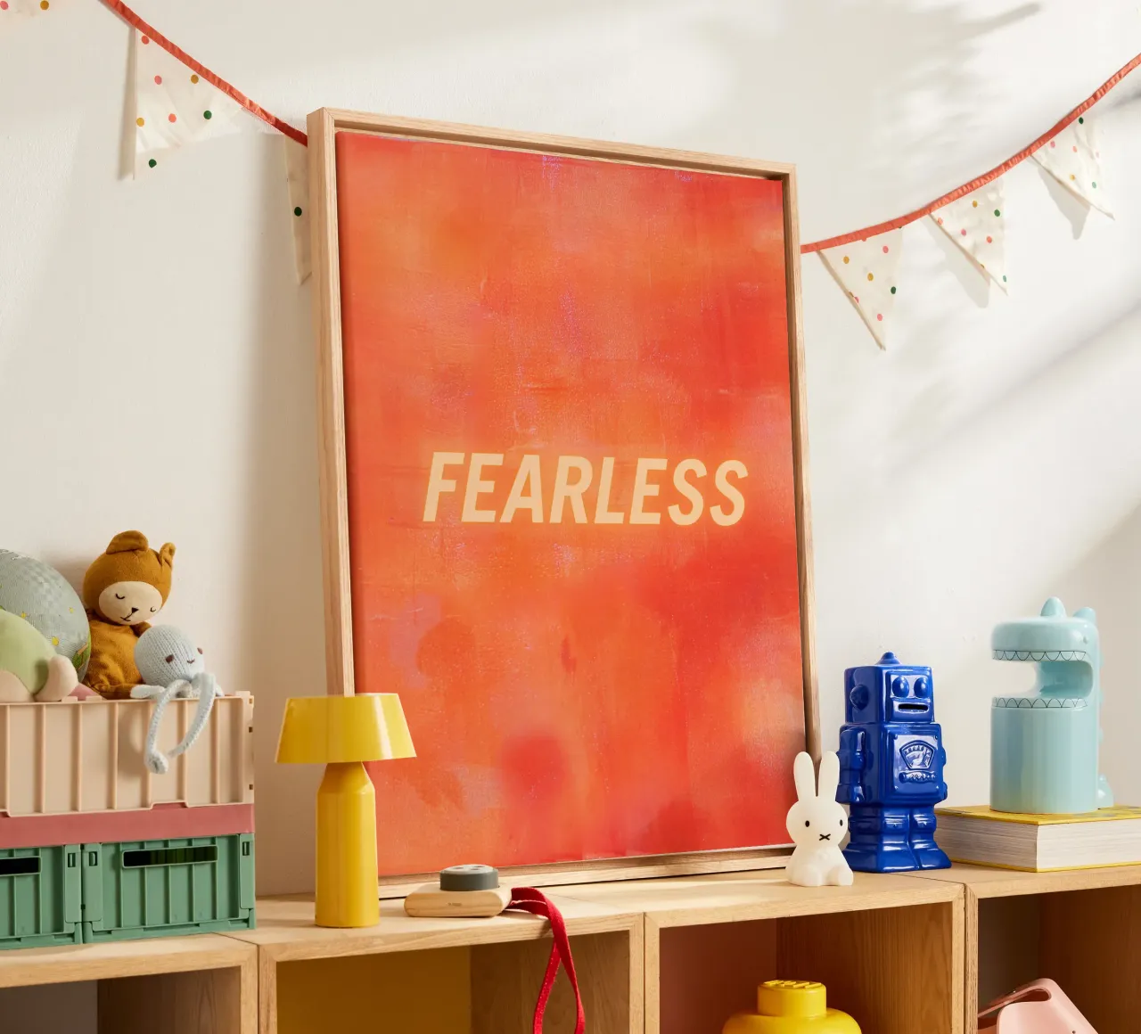 FEARLESS Orange Abstract Print - Orange Text canvas by FABOArt