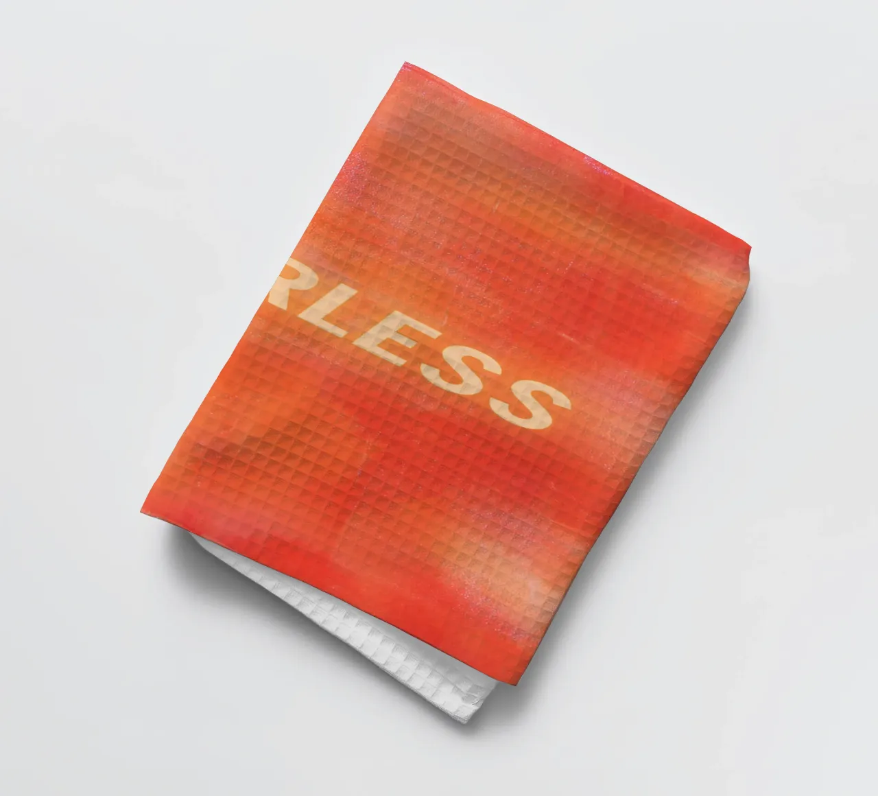 FEARLESS Orange Abstract Print - Texte orange torchon de FABOArt
