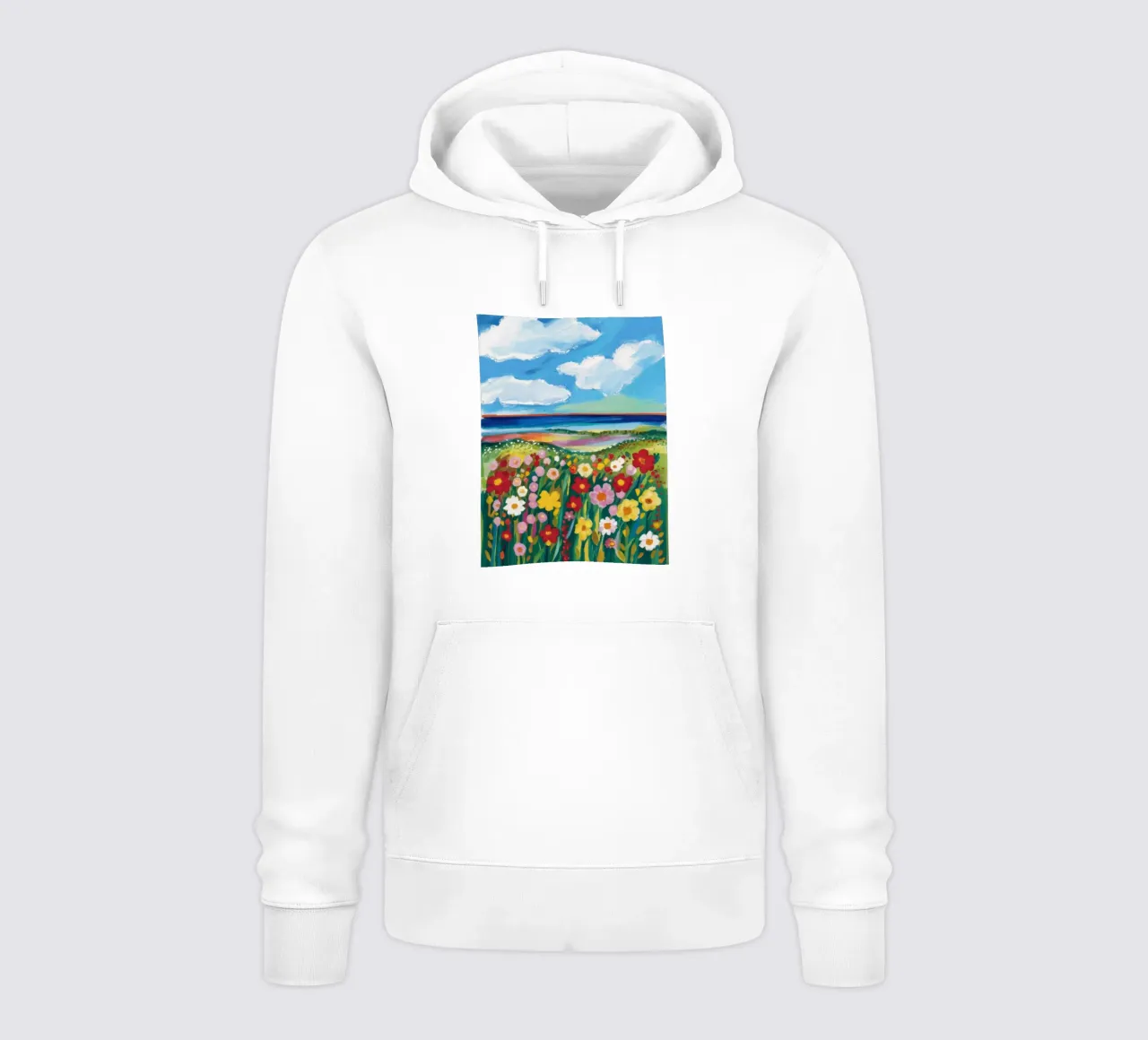 Prato di fiori selvatici in riva al mare felpa con cappuccio da Solace Light