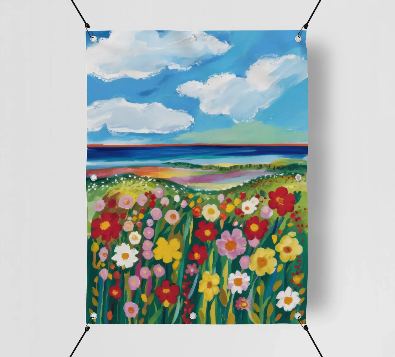 Prato di fiori selvatici in riva al mare telo in pvc da Solace Light