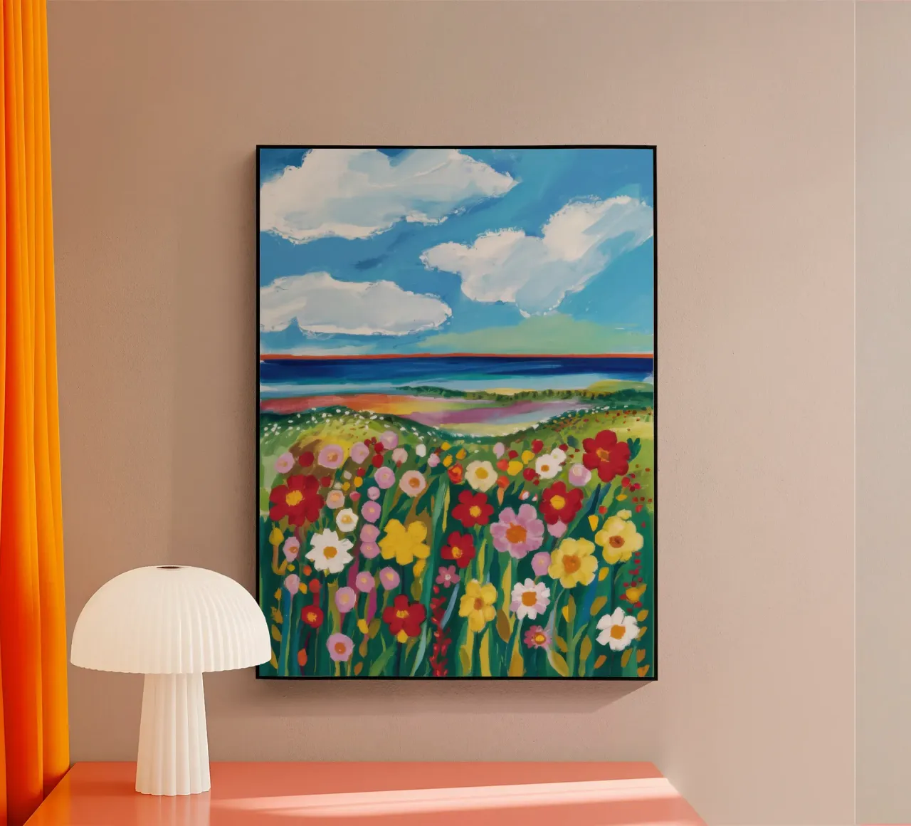 Prato di fiori selvatici in riva al mare plexiglass da Solace Light