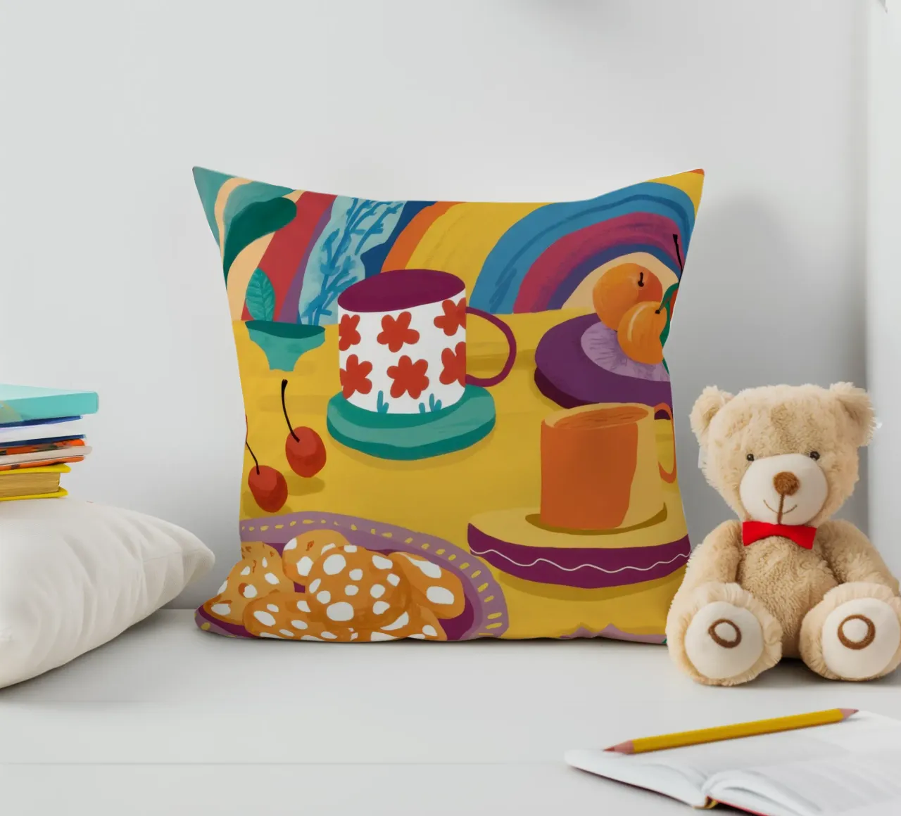 Tea Party arcobaleno cuscino da Solace Light