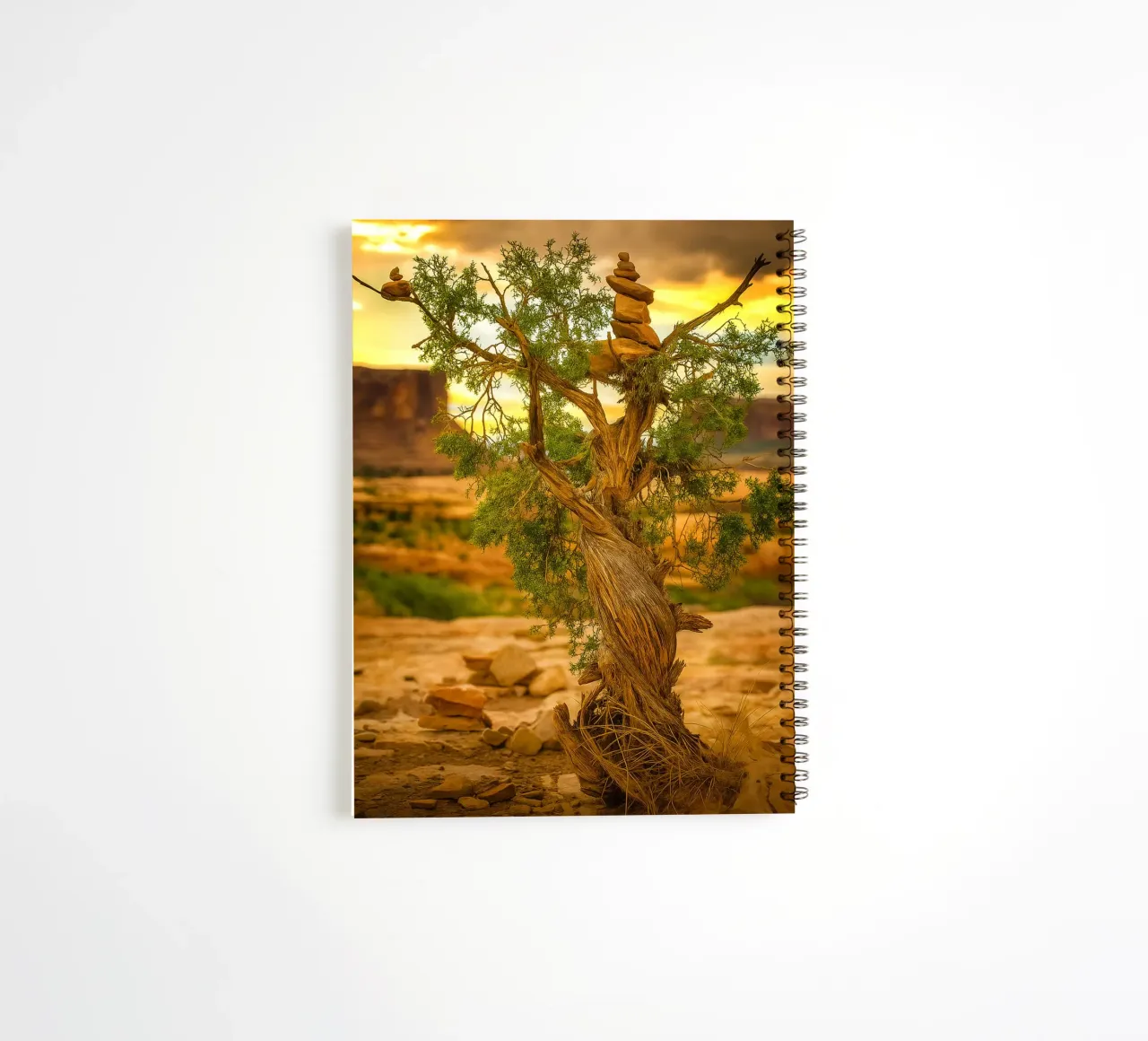 rock balancing on the tree spiral notebook by tamarind
