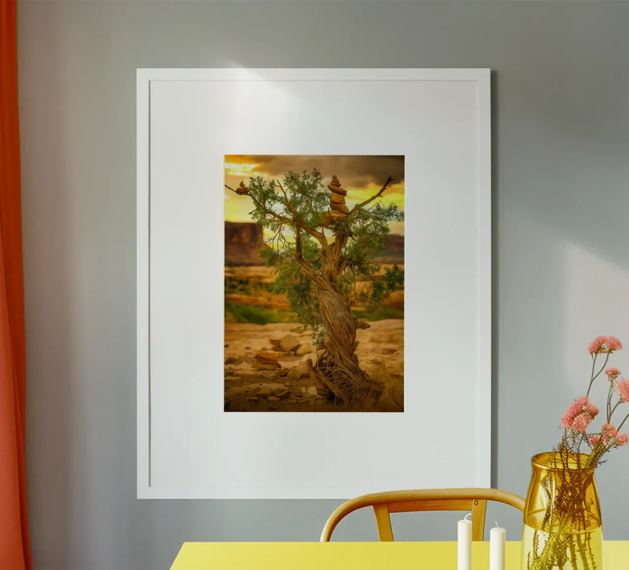 roccia in equilibrio sull'albero carta hahnemühle da tamarind