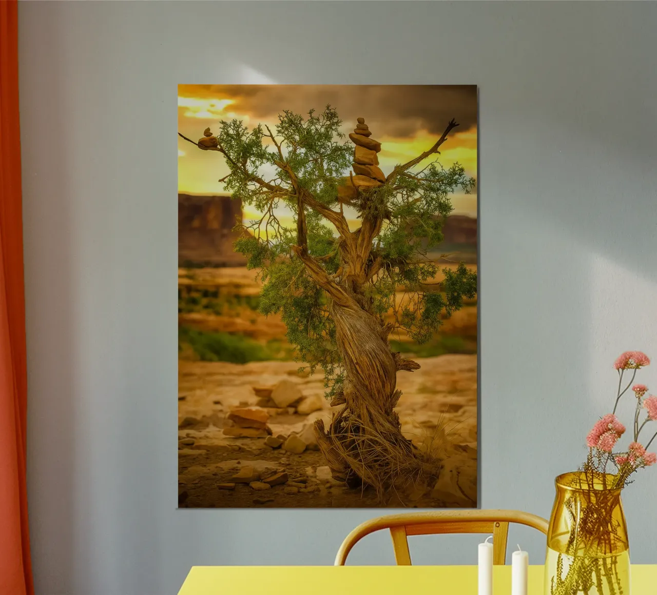 roccia in equilibrio sull'albero carta hahnemühle da tamarind