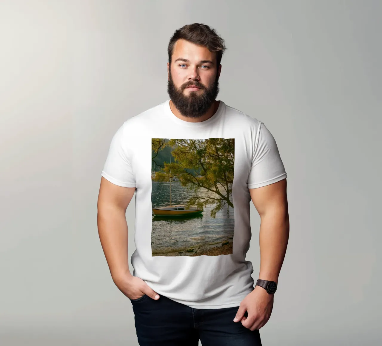 nave in riva al fiume t-shirt da tamarind