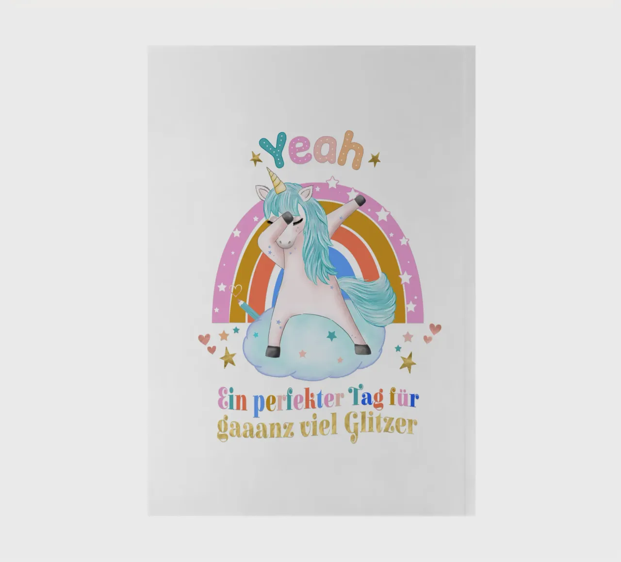 For unicorn fans: a perfect day for lots of glitter notebook by CalliLetters