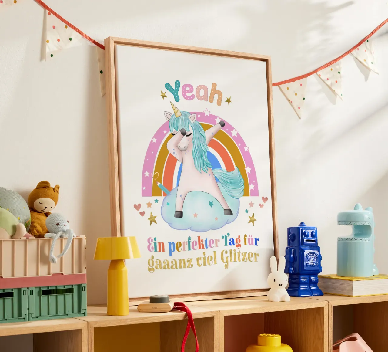 For unicorn fans: a perfect day for lots of glitter canvas by CalliLetters