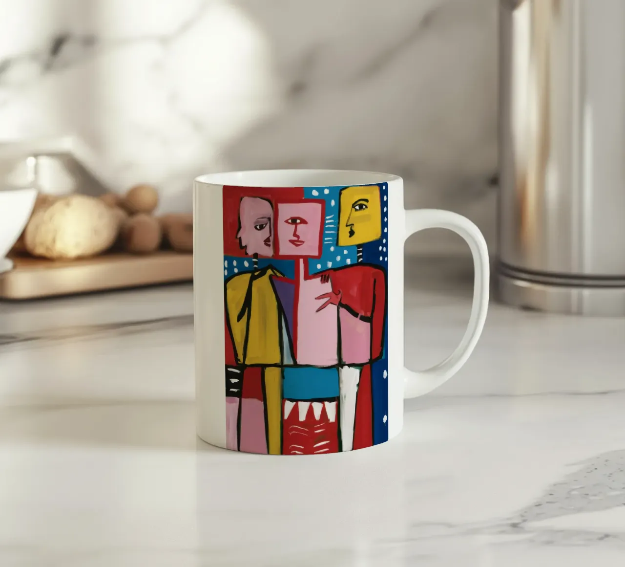 Doppio ritratto cubista tazza in ceramica da Solace Light